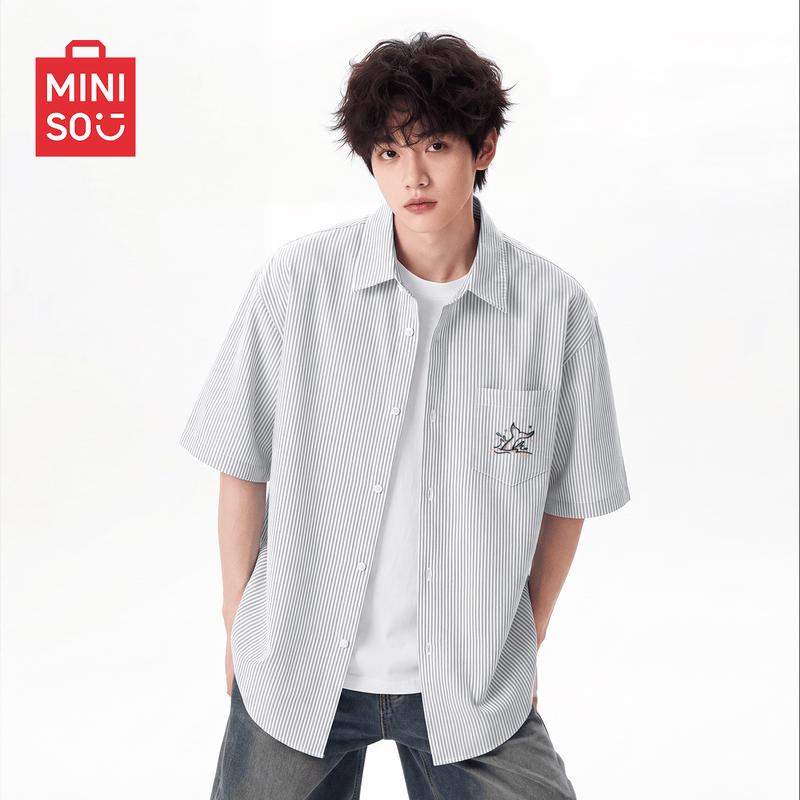 MINISO Men's Casual Oxford Short-Sleeve Shirt