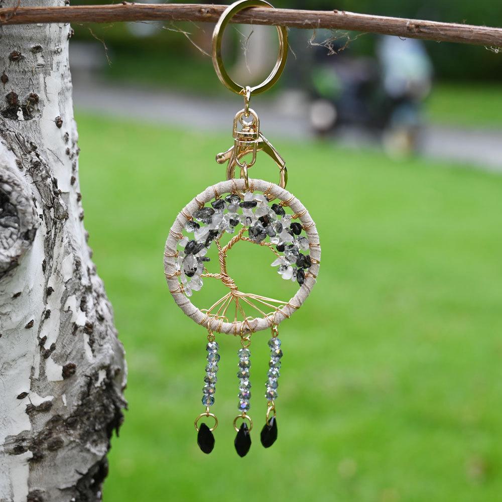 Car pendant, natural stone, dream catcher keychain, jewelry, handmade life tree, bag hanging, hanging accessories