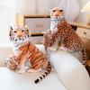 Fun Simulation Mother-Child Animal Plush Doll Lifelike Leopard Tiger Lion Plush Toy Home Decoration Gift for Boys Girls
