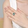 Double Row Zircon 925 Sterling Silver Ring Blue-green Zircon Elegant Simple Fashion Women's Ring