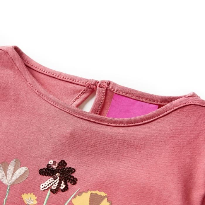 T-shirt enfants manches longues imprimé floral 92-104-116-128-140 2 couleurs disponibles