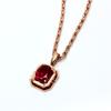 Purple Gold Inlaid Square Redstone Pendant Rose Gold Plated Luxury Classic Colored Gold Necklace