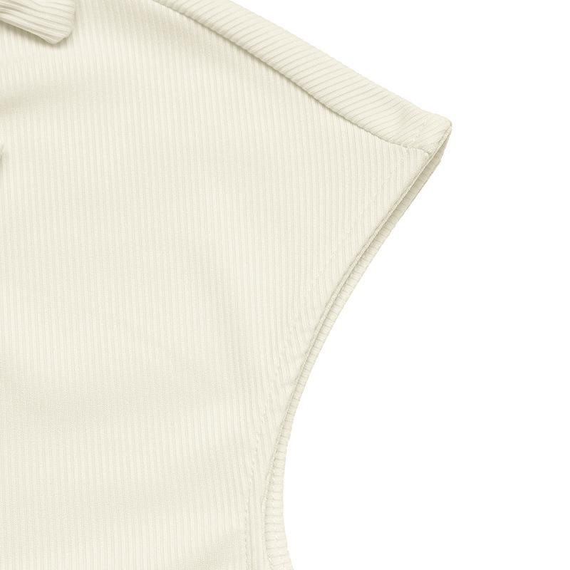 European & American Style Ribbed Slim-Fit Backless V-Neck Bow Short-Sleeved Summer Knit T-Shirt for Women