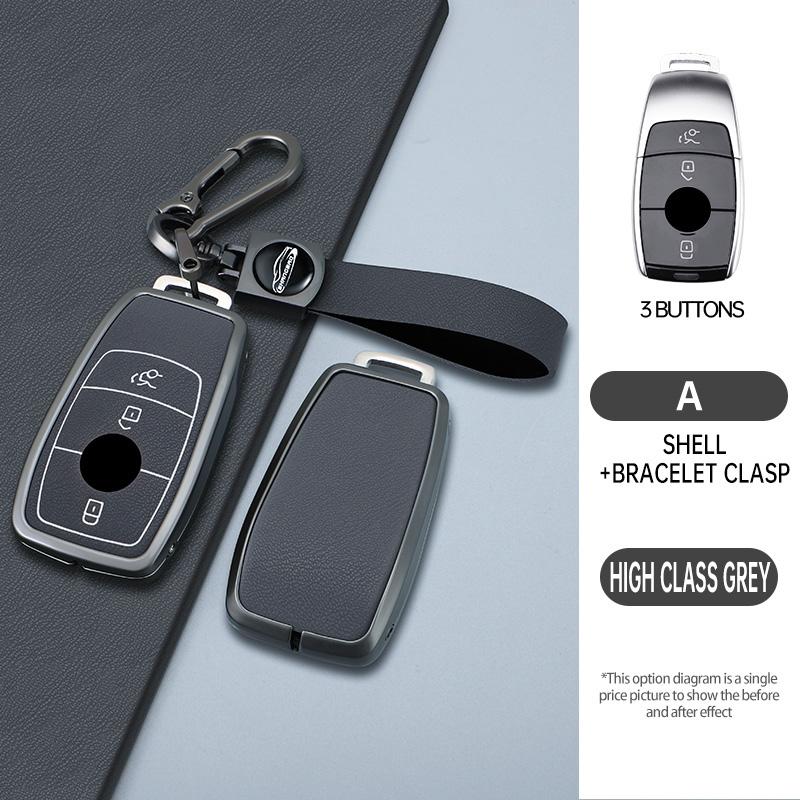 Styling Mouldings 3/4 Button Zinc Alloy Key Fob Cover Case For 2019 2020 Mercedes-Benz A220 E63S AMG E-Class GLE 350 4MATIC E300