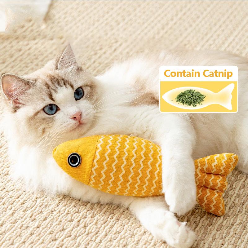 Jouet pour chat à l'herbe à chat et au poisson, accessoire pour animaux de compagnie, idéal pour broyer les dents des chats. Simulation interactive de poisson et de menthe. Jouet pour chaton.