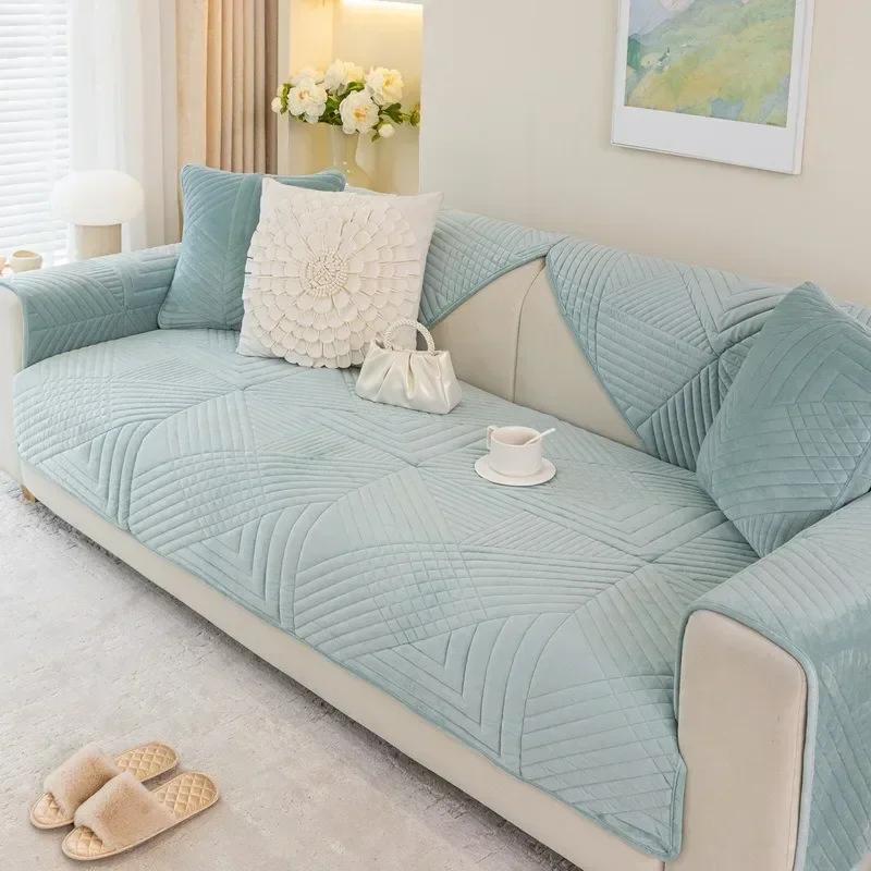 Four Seasons Universal Sofa Cushion Short Plush Towel Solid Color Non-Slip Anti-Cat Scratch Sofa Covers Cloth Towel Home Decor