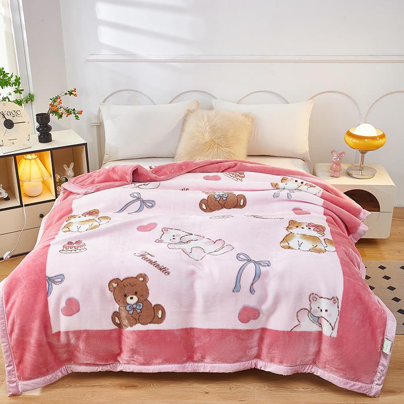 Double-Layer Thickened Raschel Blanket - Super Soft Anti-Static Fleece for Autumn/Winter, Perfect Wedding Gift.