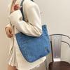 Stylish Street Fashion Denim Tote Bag For Young Women And Students In Light Blue