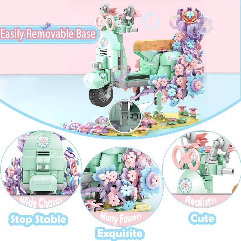 

Набор для сборки скутера и мотоцикла, креативный набор для самостоятельной сборки модели мопеда и мотоцикла с цветами и воздушными шарами, домашний декор, винтажный итальянский подарок для скутера зелёный