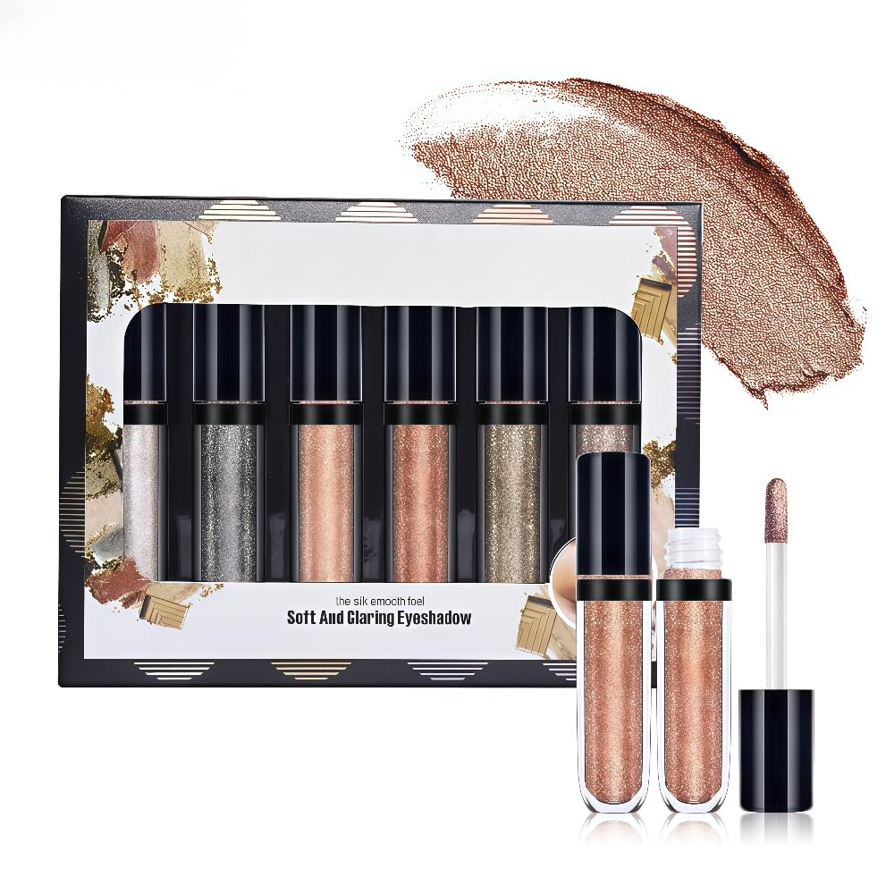 

LiangNiShi 6-Piece Liquid Eyeshadow Set: Glitter, Shimmer, Under-Eye Makeup, Liquid Eyeshadow Sticks, High Color Payoff, Waterproof, Long-Lasting,