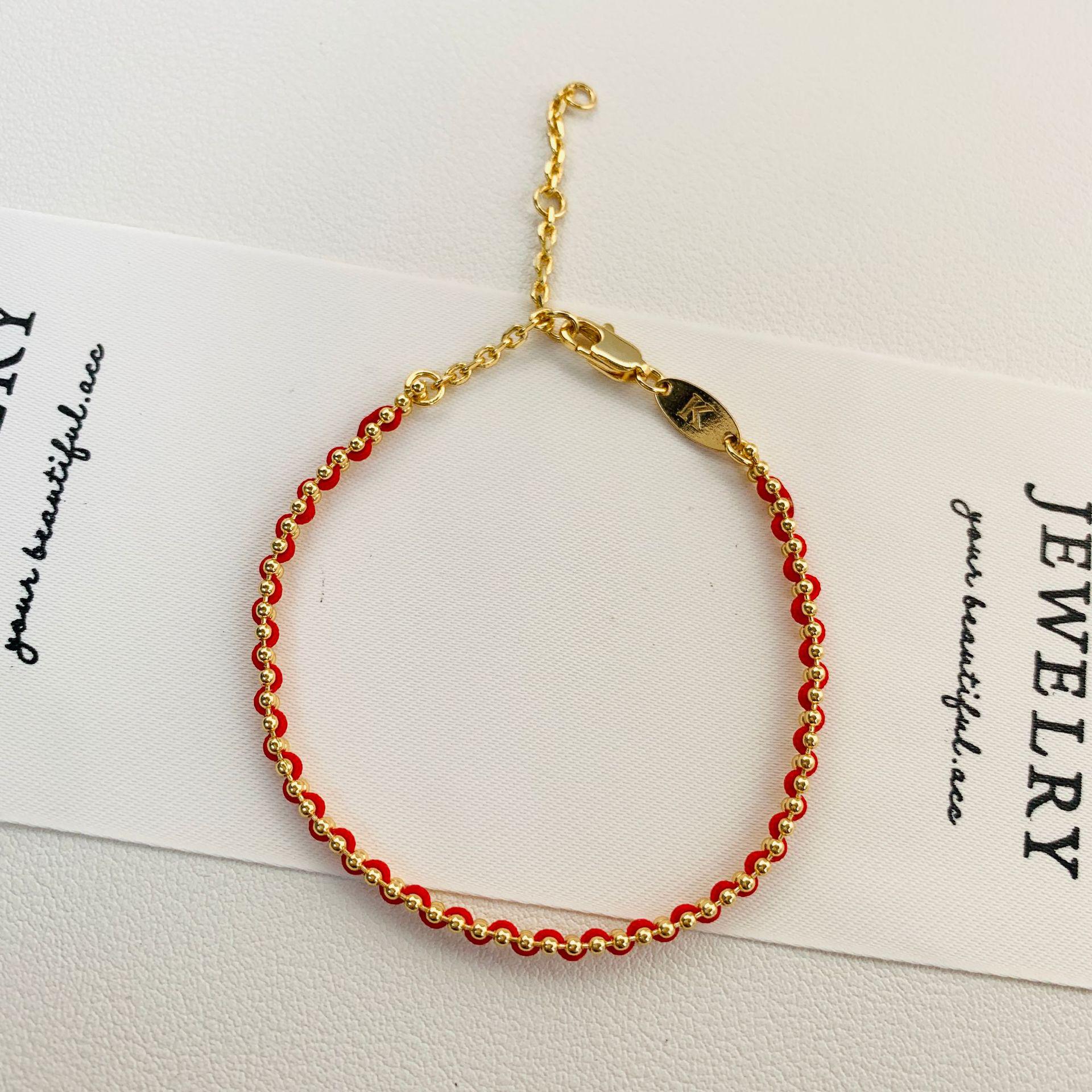 

Мужской черный толстый браслет из красной нити с покрытием из 18-каратного золота — в стиле королевы Чан, в стиле национальной моды. красный