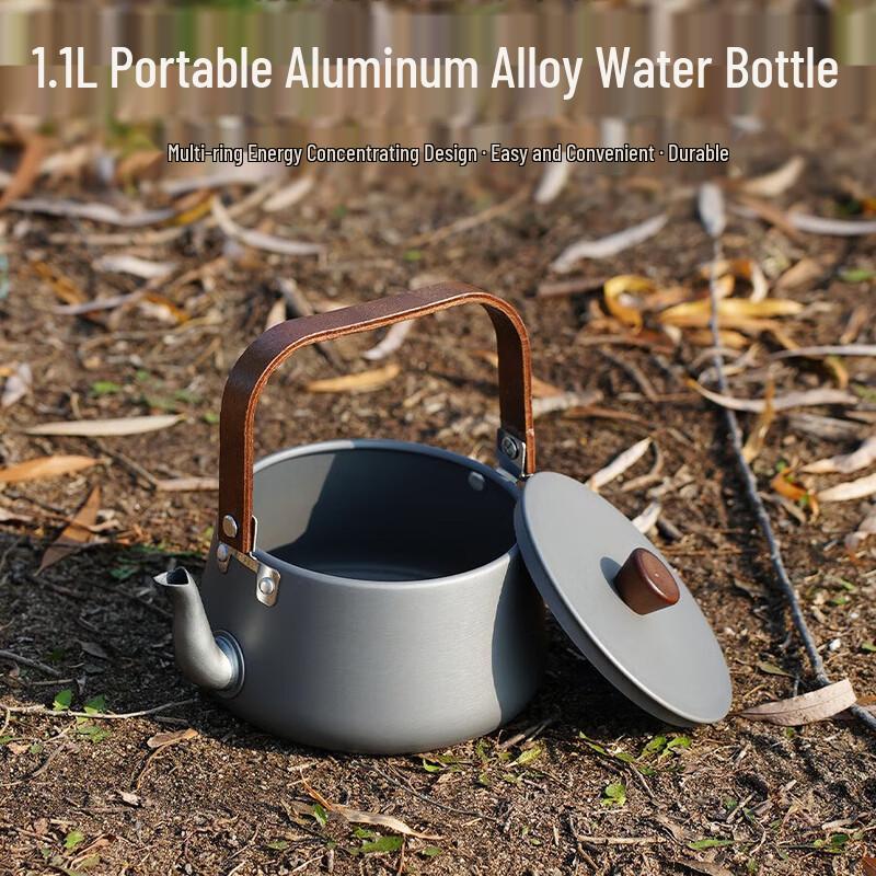 Outdoor Aluminum Camping Kettle with Wood Handle