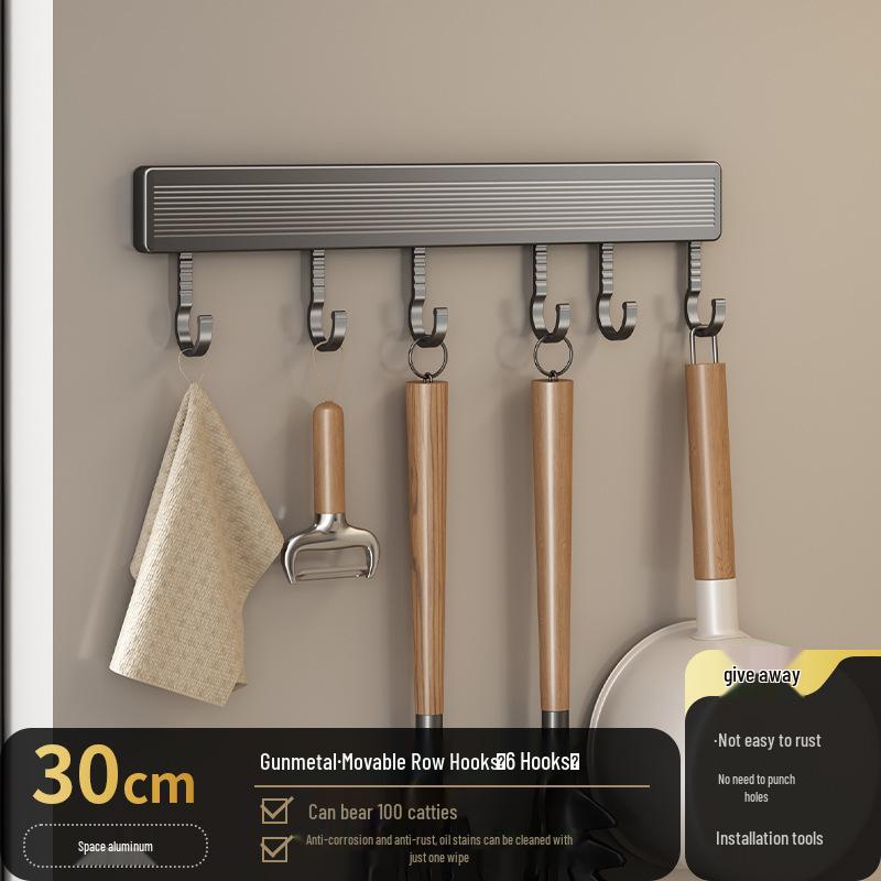 Multi-Functional Wall-Mounted Kitchen Hook Rack for Utensil Storage