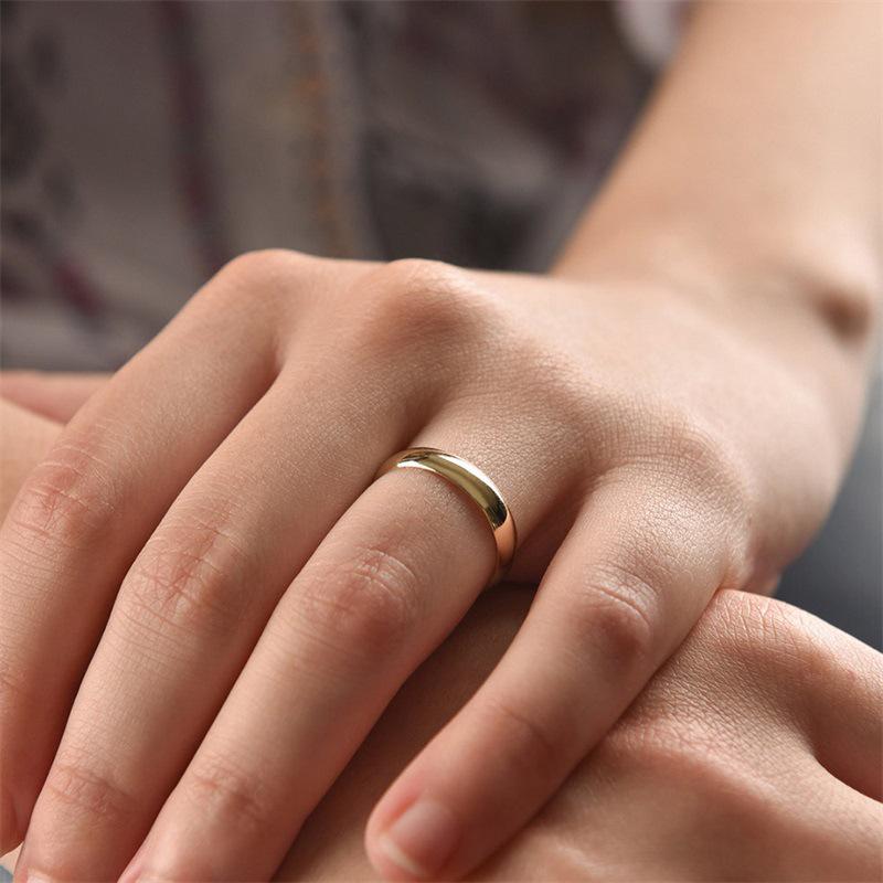 St. Delan Simple Gold-Plated Stainless Steel Couple Ring