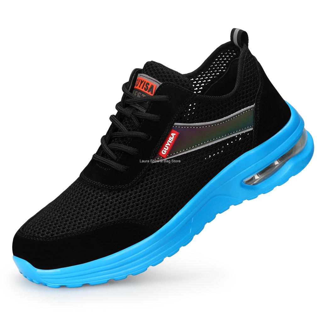 Fashion Summer Safety Shoes Men Breathable Work Safety Boots Air Cushion Steel Toe Sneaker Male Construction Sport Work Shoes Protective