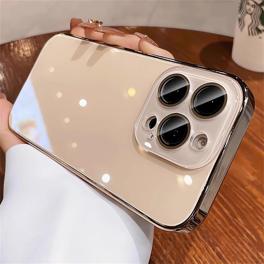 

Роскошный глянцевый защитный чехол-бампер для iPhone 15 16 17 Pro Max Air 14 13 12 11 с защитой линз из кристально чистого стекла. iPhone 11