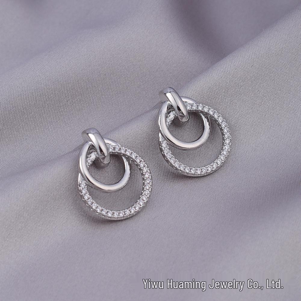 French Light Luxury Zircon Diamond Stud Earrings - Versatile & Trendy Styles