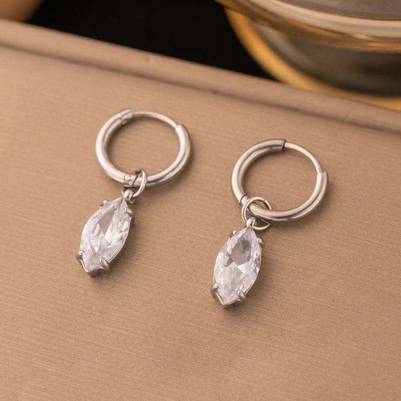 304 Stainless Steel Waterproof Water Drop Zircon Pendant Earrings for Women Fashion Exquisite New Trend Earrings Jewelry Gifts