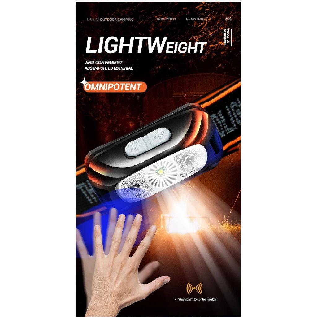 Mini Rechargeable Powerful Sensor Headlamp Fishing Camping USB Head Flashlight COB LED Head Light Torch Headlights Front Lantern