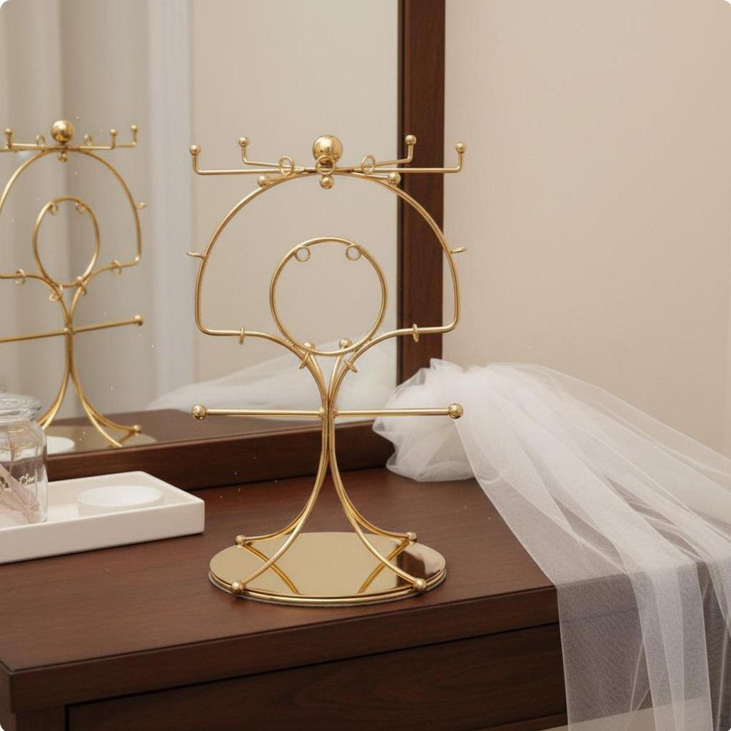 Bridal Headdress Display Stand Elegant Design Chinese Holder Electroplated Coated Metal