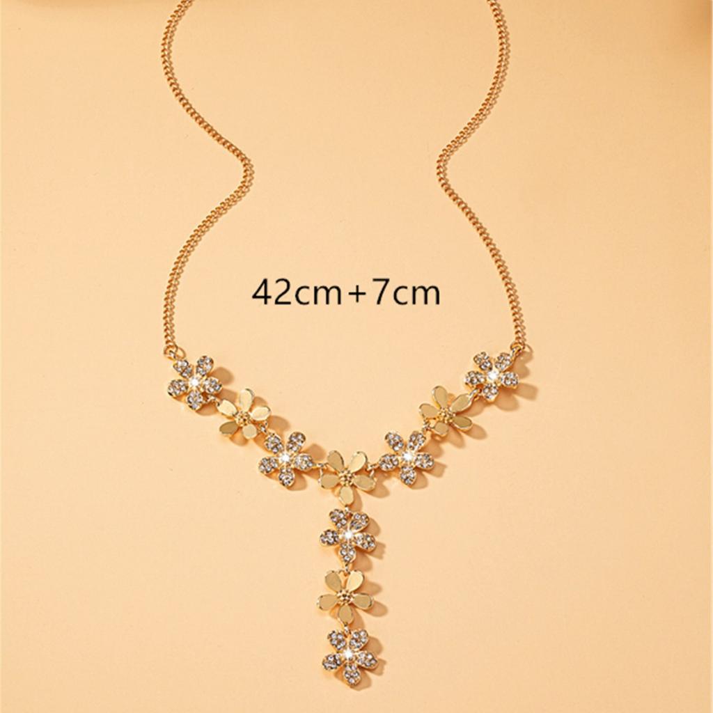 Spring And Summer 18K Full Diamond Flower Temperament Stacked Double Row Necklace Women'S Fashion Jewelry