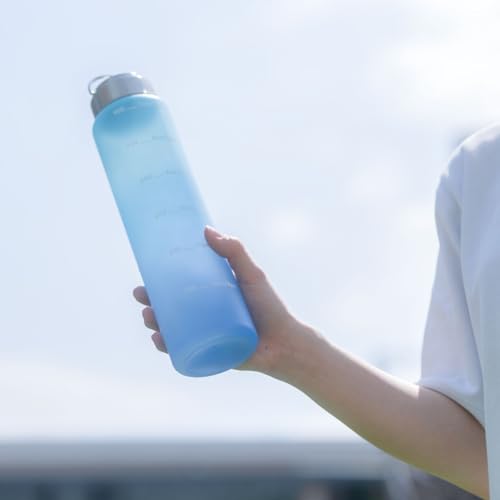 Atlas Water Bottle, 1000ml (1 Liter), Direct Drinking, with Measuring Tape, Time Marker, Handle, Lightweight, Easy to Clean, Wide Mouth, Large Capacit