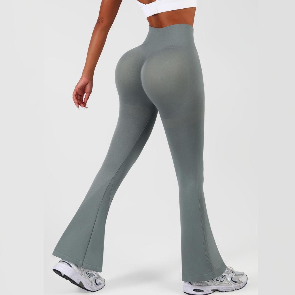 Solid Color High Waist Yoga Leggings - Slim Fit, Flared, Body Shaping, Quick Dry, Casual Fitness Sports Pants