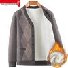 Hengyuanxiang Men's Lambswool Cardigan - Thick Winter Knitwear for Middle-aged & Elderly Men