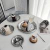 Modern Style Mirror Finish Stainless Steel Serving Tray Silver Brushed Back Decorative Tray Round Snack Dish Coffee Table