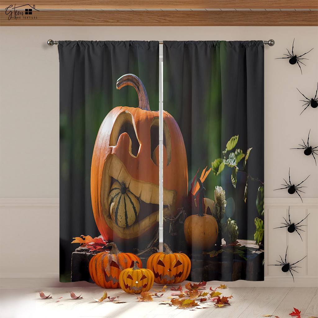 Niedliche Cartoon Geist Kürbis Totenkopf Halloween Dekoration Vorhänge Kinderzimmer Wohnzimmer Kamin Party Dekoration Vorhänge