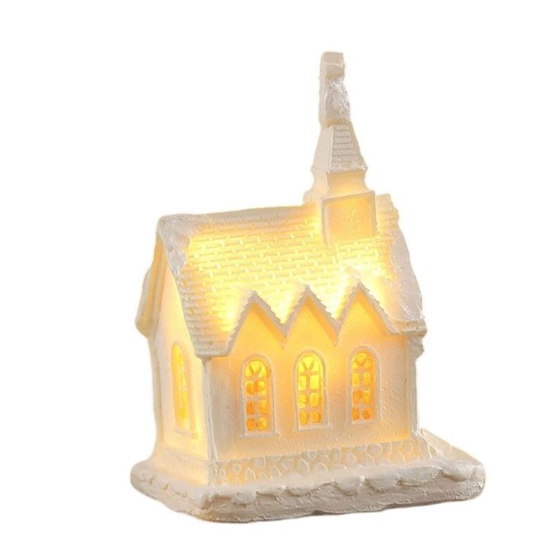 Miniature Glowing Christmas Cottages Houses Handcrafted Resin Decoration Ideal For Desktop Ornament