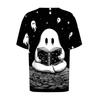 Womens Casual Short Sleeve Pullover Top Halloween Ghost Print Round Neck Relaxed Fit Tee Shirt