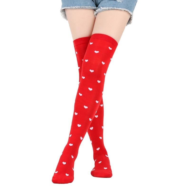 Valentines Day Over Knee Long Socks Cute Lip Heart Love Pattern Thigh High Stockings for Women Parties and Casual Wear