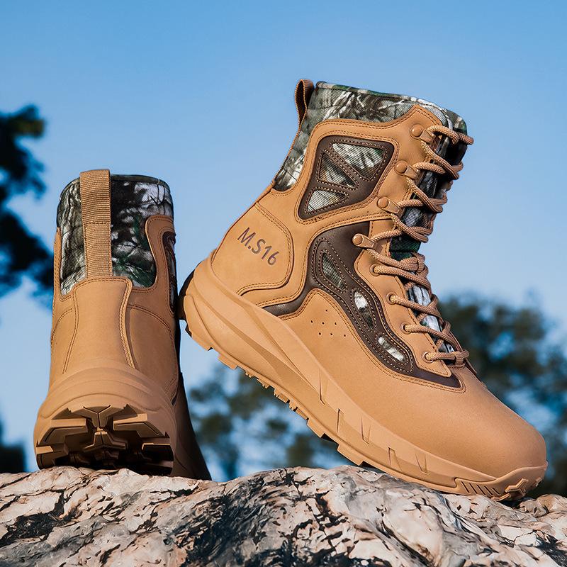 New combat boots side zipper summer ultra-light and wear-resistant outdoor hiking shoes high-top tactical desert boots