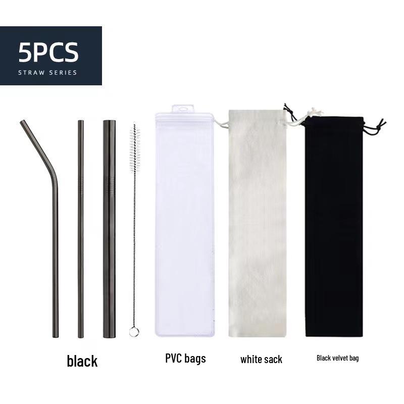 Titanium-Coated 304 Stainless Steel Straws - Colored Metal Straws Set for Coffee, Bubble Tea, & Iced Beverages
