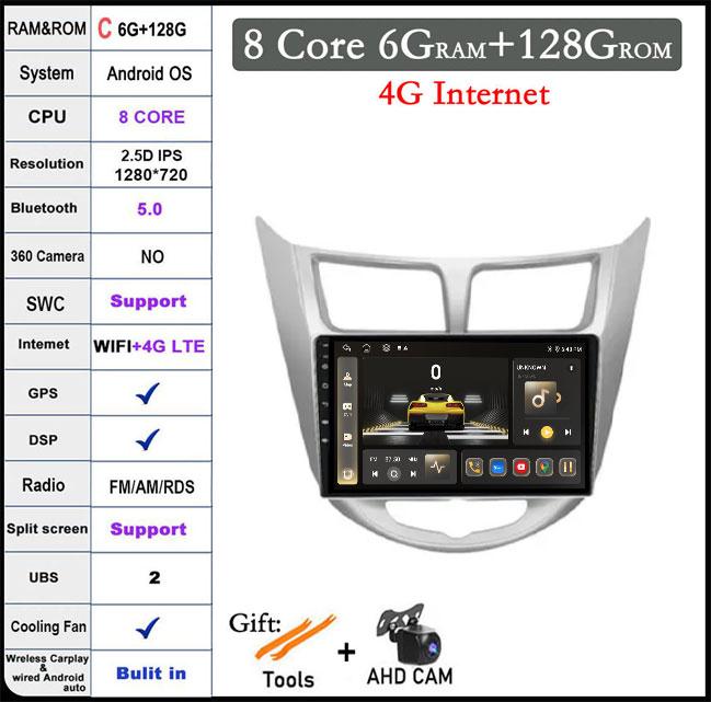 9 Lnch For Hyundai Solaris 2010 -2016 2.5D Touch Screen Car Radio Video Multimedia Navigation GPS IPS 4G Wifi Stereo Auto