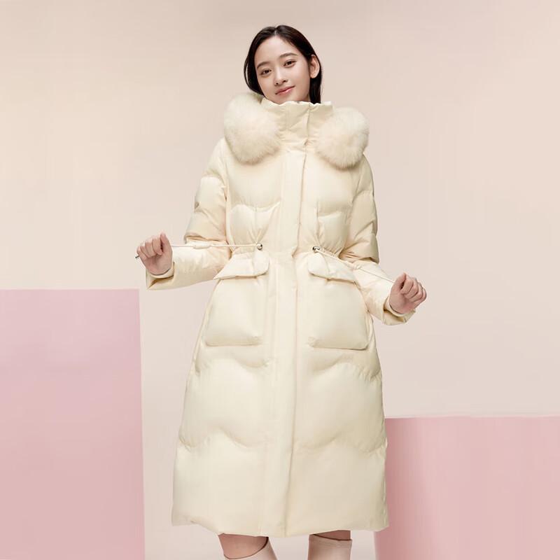BOSIDENG Women's Long Faux Fur Collar Down Jacket B30145266