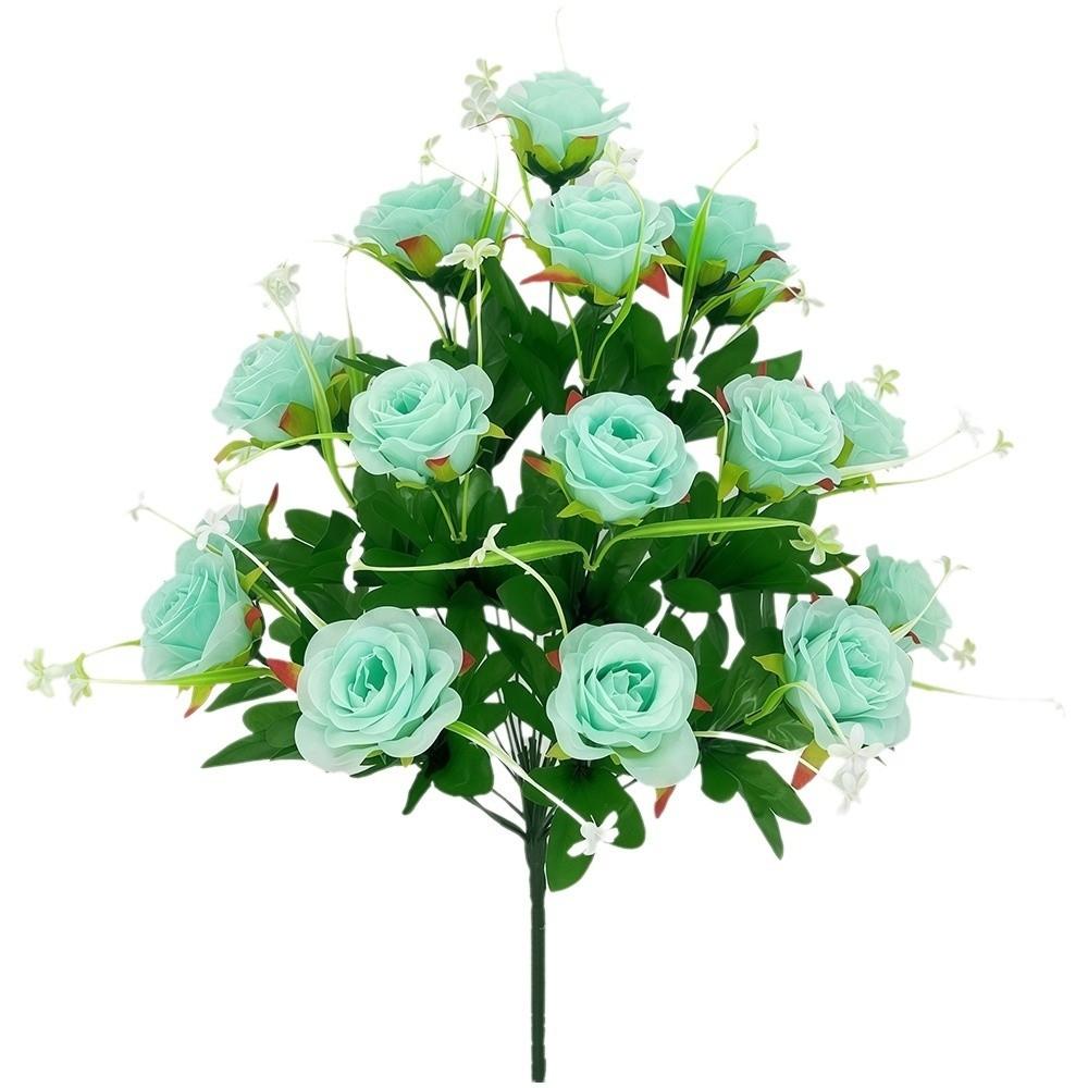 

18 Heads 56cm Artificial Eucalyptus Rose Pink Bridal Bouquets Flower Bouquet Floral Arrangement Simulation Silk Roses Gift светло-синий