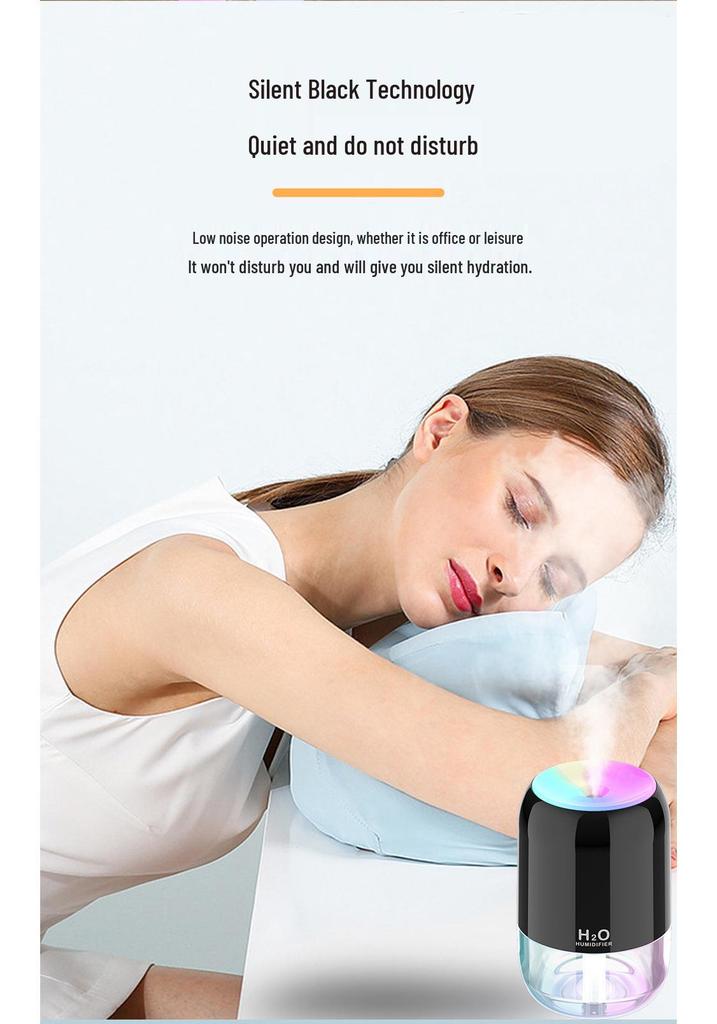 USB Mini Humidifier for Bedroom, Home, Car & Desk with Large Mist Output & Colorful Light