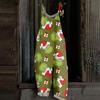 Women's Casual Loose Jumpsuit Christmas Print Wide Leg Jumpsuit Sleeveless With Pockets