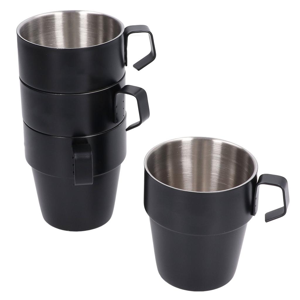 4PCS/Set 300ml Stainless Steel Coffee Cup Thickened Heat Insulation Double Layer Vacuum Coffee Mug