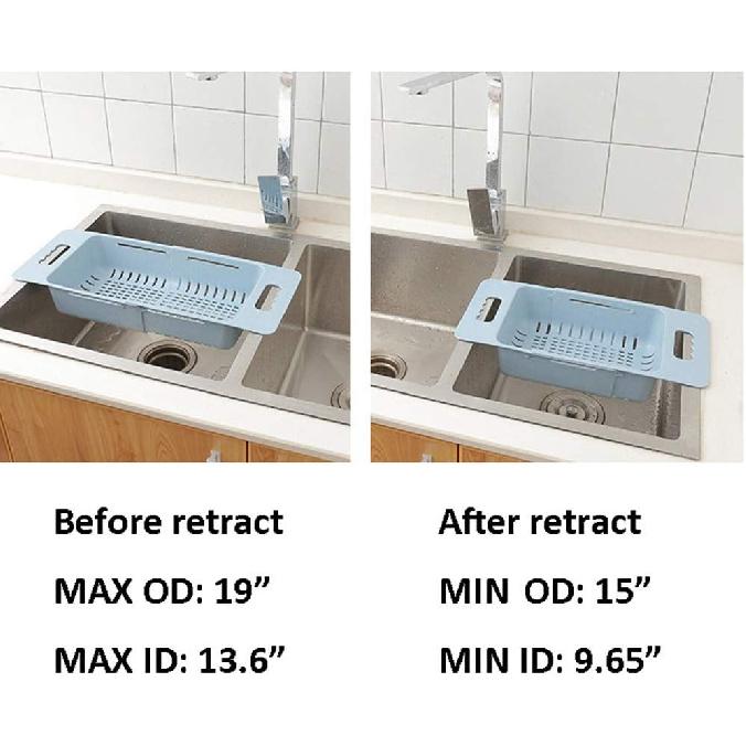 Collapsible Over The Sink Colander Dish Fruit Vegetable Strainer Drainer Basket for Kitchen Set of 1 (Pink Color)