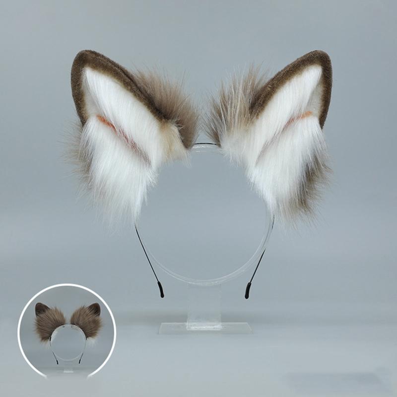 Cartoon Headband Fox Wolf Ears Shaped Hair Hoop Plush Party Headpiece Hair Band Party Cosplay Costume Props Unisex