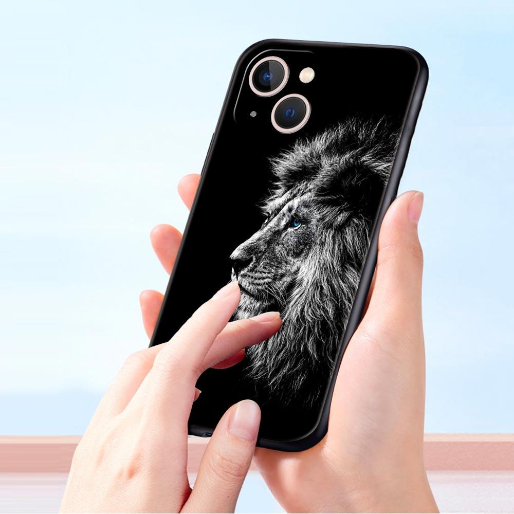 Lion Wild Animals Phone Case For iPhone 17 16 15 Pro Max 11 12 13 14 7 8 Plus SE 2020 X XR XS Cover Soft Black