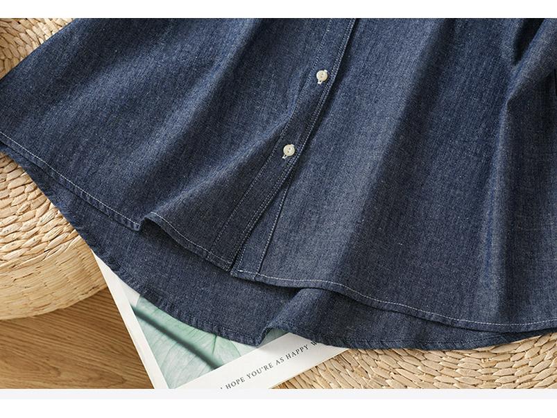 2025 Damen Retro Blau Denim Ärmelloses Sommerhemd