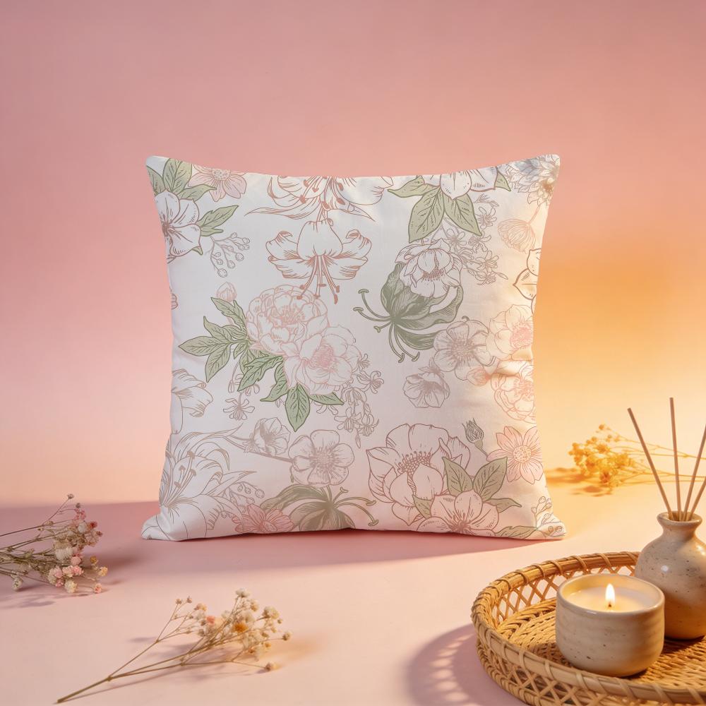 Artistic Floral Petal Illustration Cushion Cover Comfortable Durable Pillow Cover MultiScene for Home Office Car Sofa