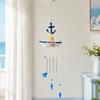 Coastal Wind Chimes with Blue and White Sailboats, Carving and Painted Detail, and Metal Tube, Star Pendants for Entryway Decors