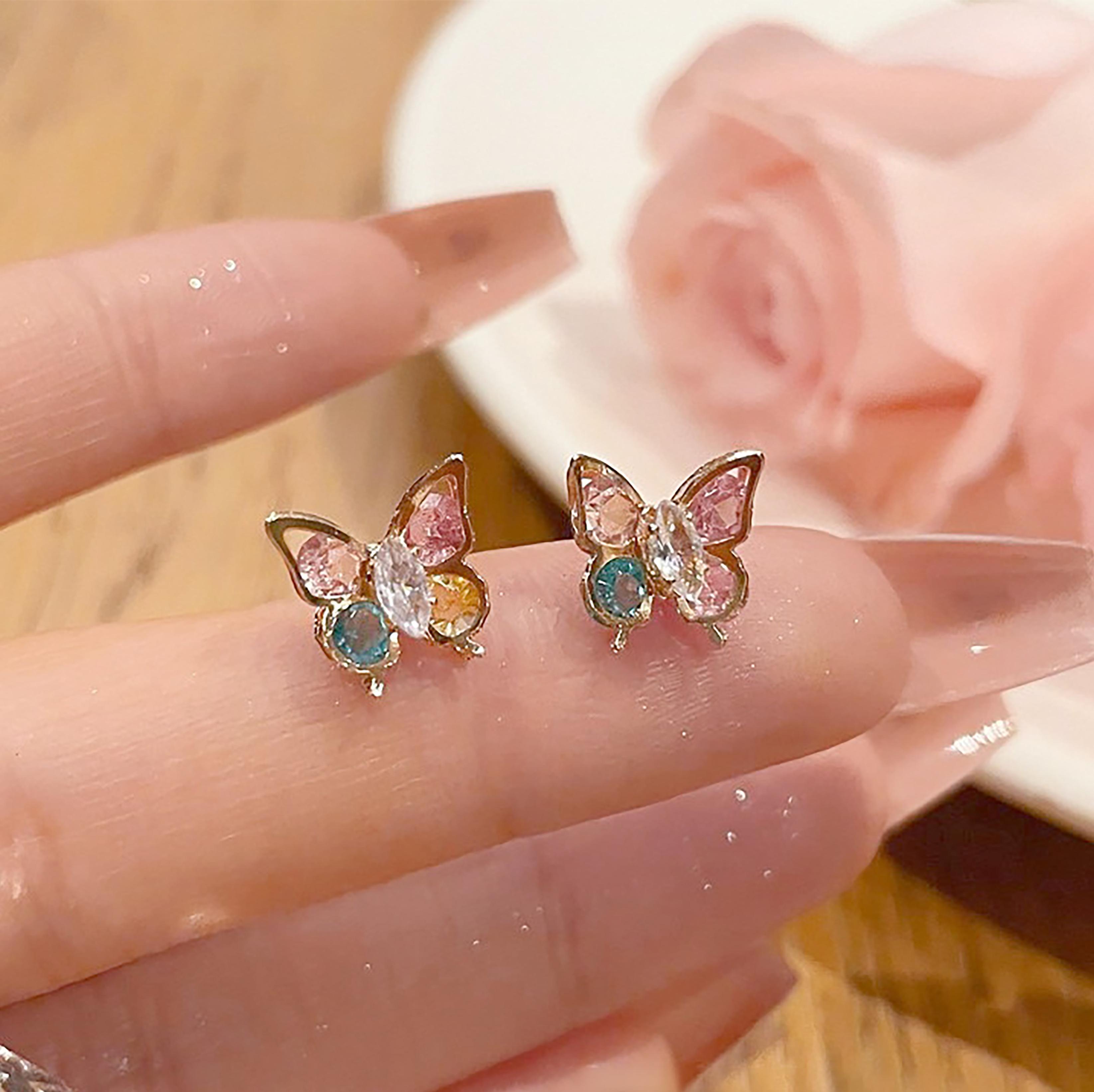 

Красочная инкрустация бабочками для девочек маленькие нежные серьги