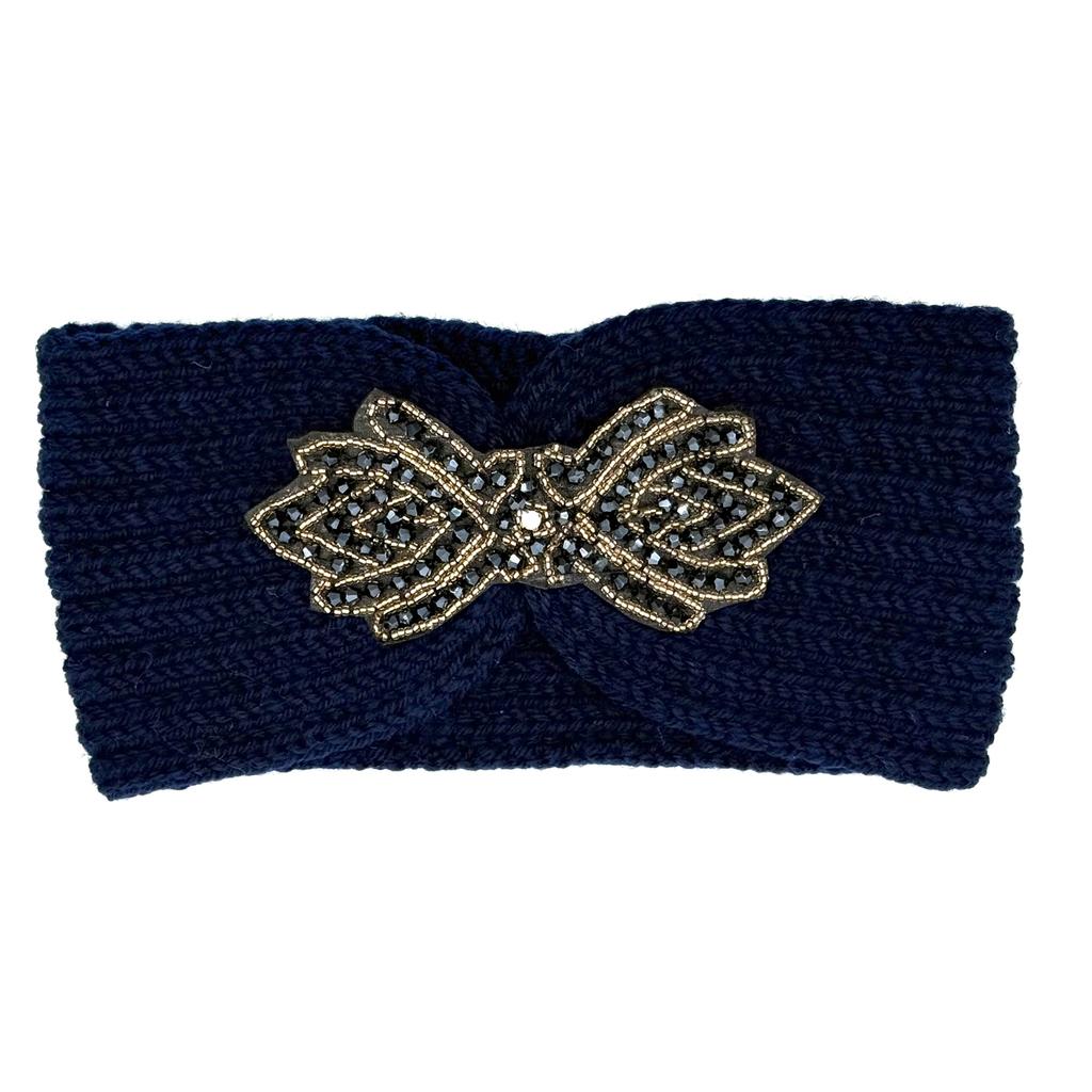 Crystal Beaded Winter Knit Headband Warm Turban Headwrap Hairbands Wool Ear Warmer Headscarf Head Wear Hair Accessories for Women Bandeau Bandanas