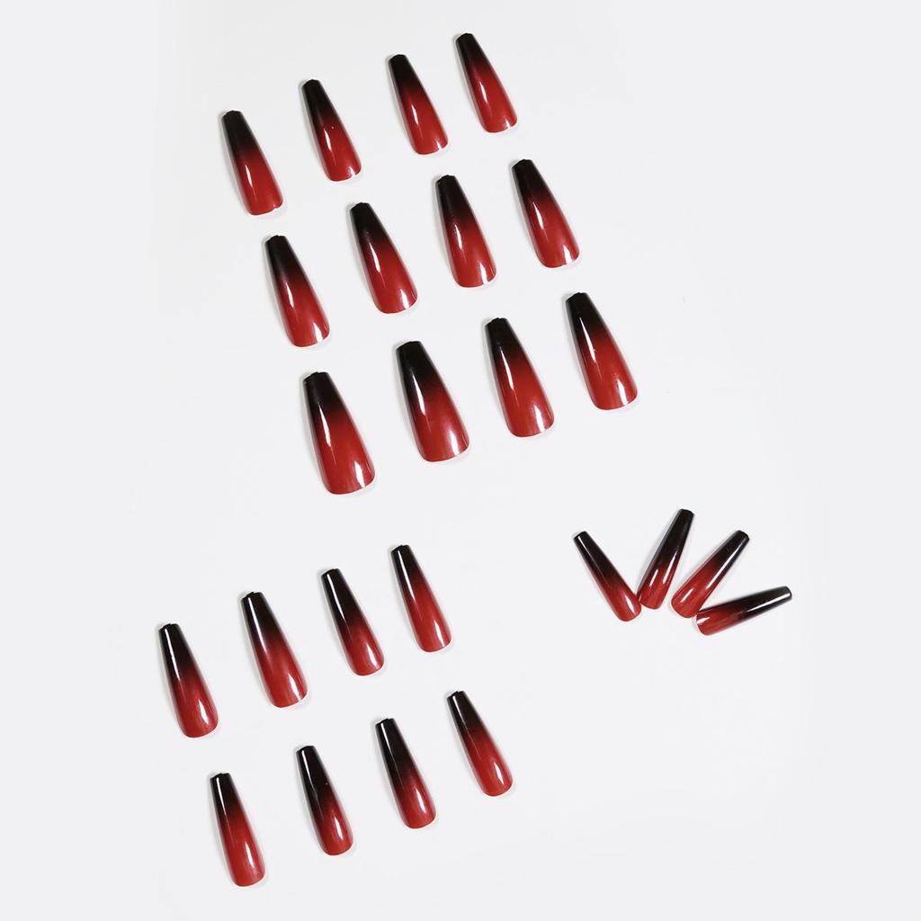 Red and Black Gradient Ballet Press-On Nails, Waterproof & Removable Nail Art Patches